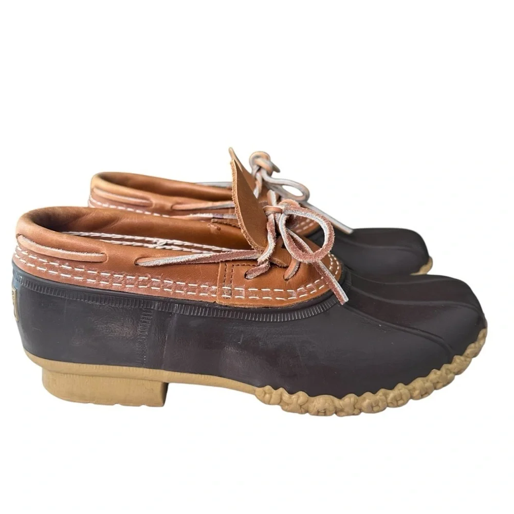 L.L. Bean Woman’s Bean Boots Rubber Mocs Tan Brown Size 7